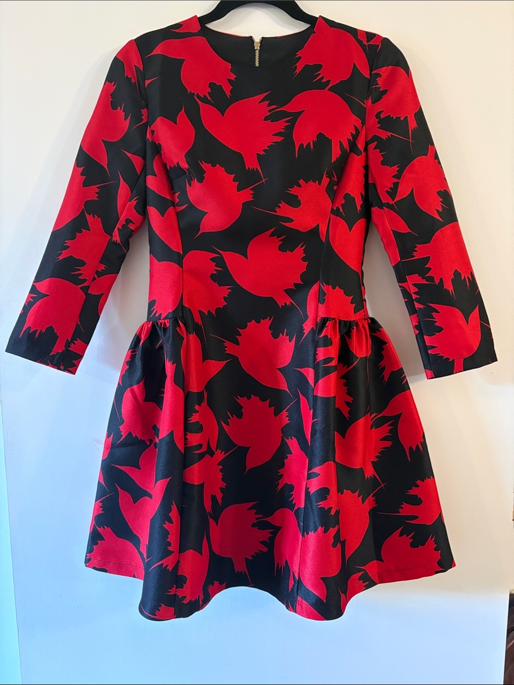 New! STYLEWE Black and Red Floral Fit-and-Flare Midi Dress -Size Small